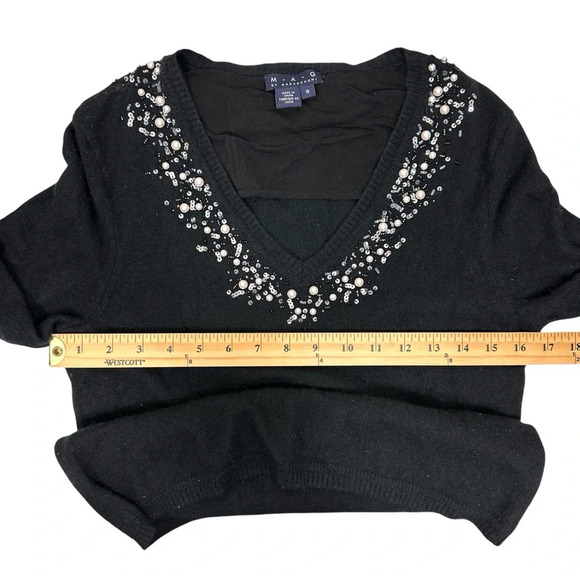 MAG By Magaschoni Beaded Cashmere Sweater in Black Size Small - Picture 8 of 9